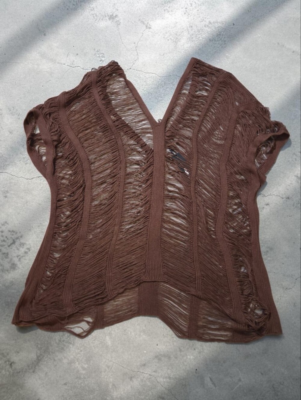 Brown mesh crop top with horizontal ruching #mesh #ruched